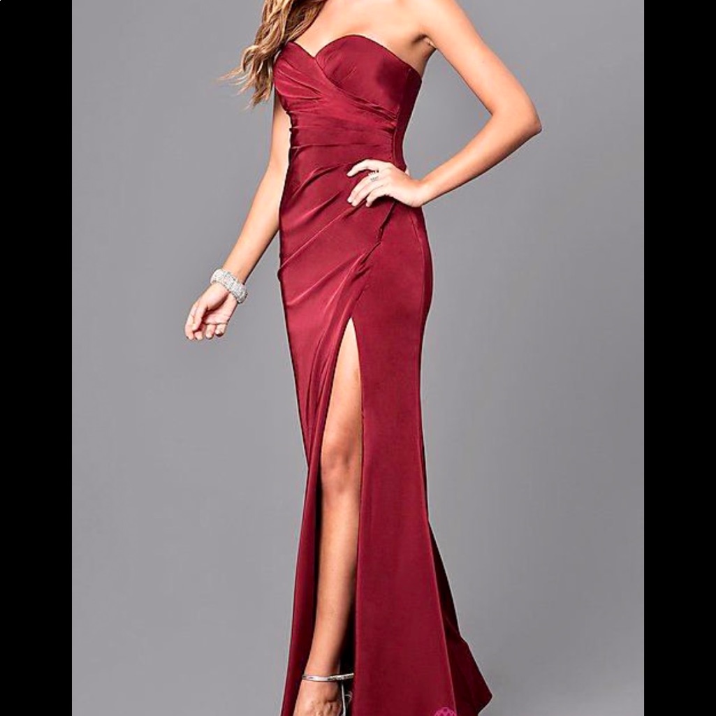 Faviana Strapless Gown With Slit